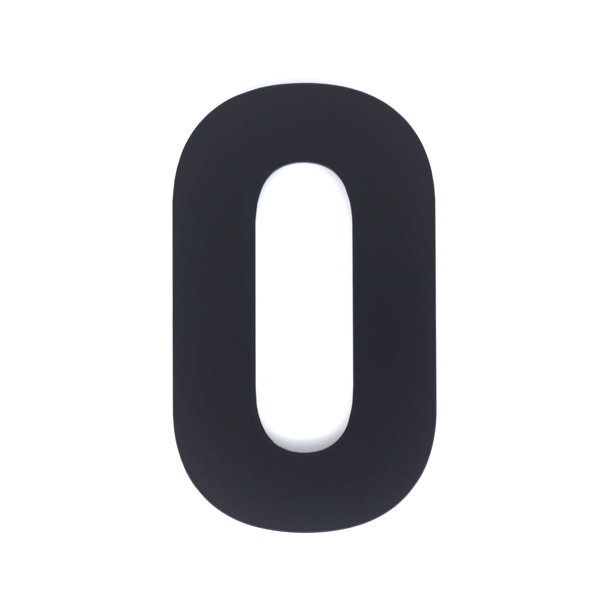 Mat zwart huisnummer 0 - Lettertype Bahnschrift