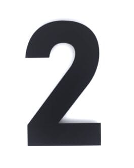 Hausnummer 2 – Schriftart Bahnschrift – 25 cm hoch – Matt schwarz