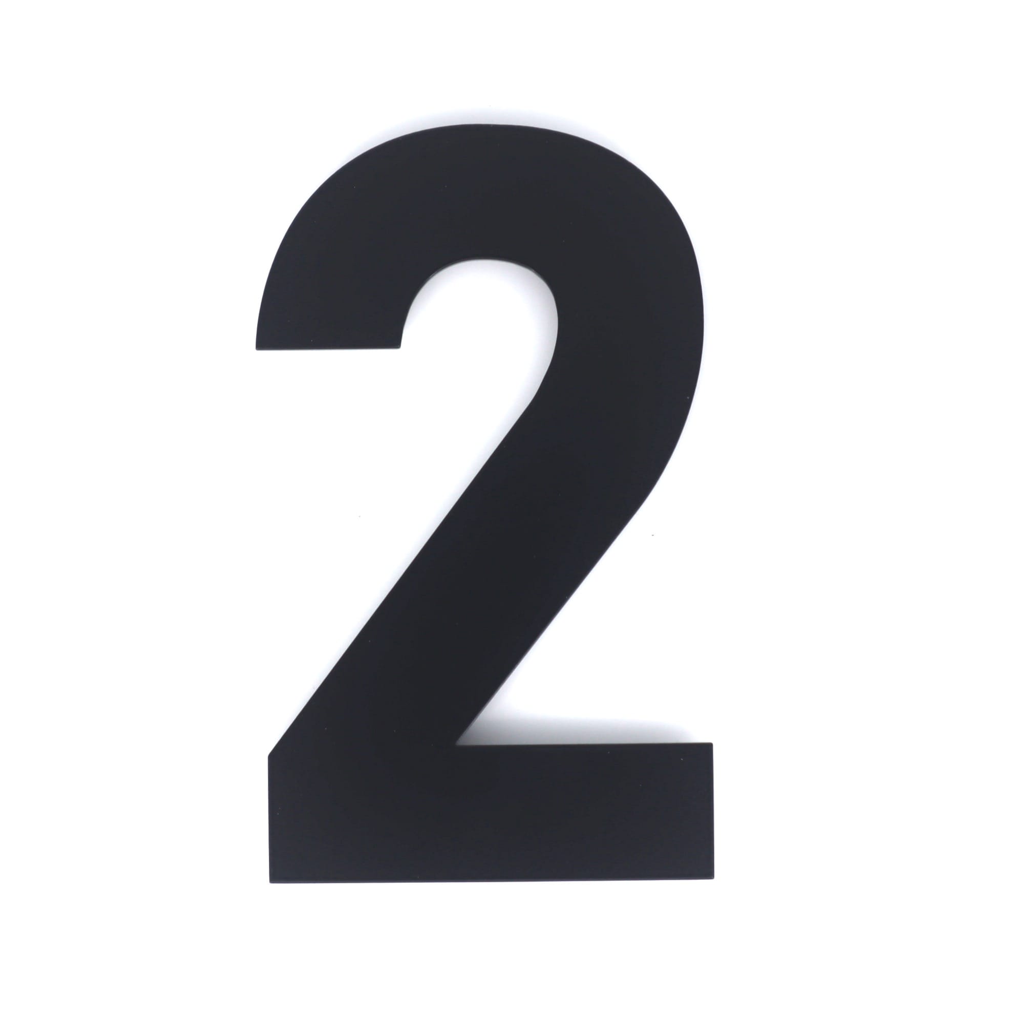 Mat zwart huisnummer 2 - Lettertype Bahnschrift