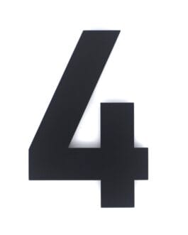 Hausnummer 4 – Schriftart Bahnschrift – 25 cm hoch – Matt schwarz