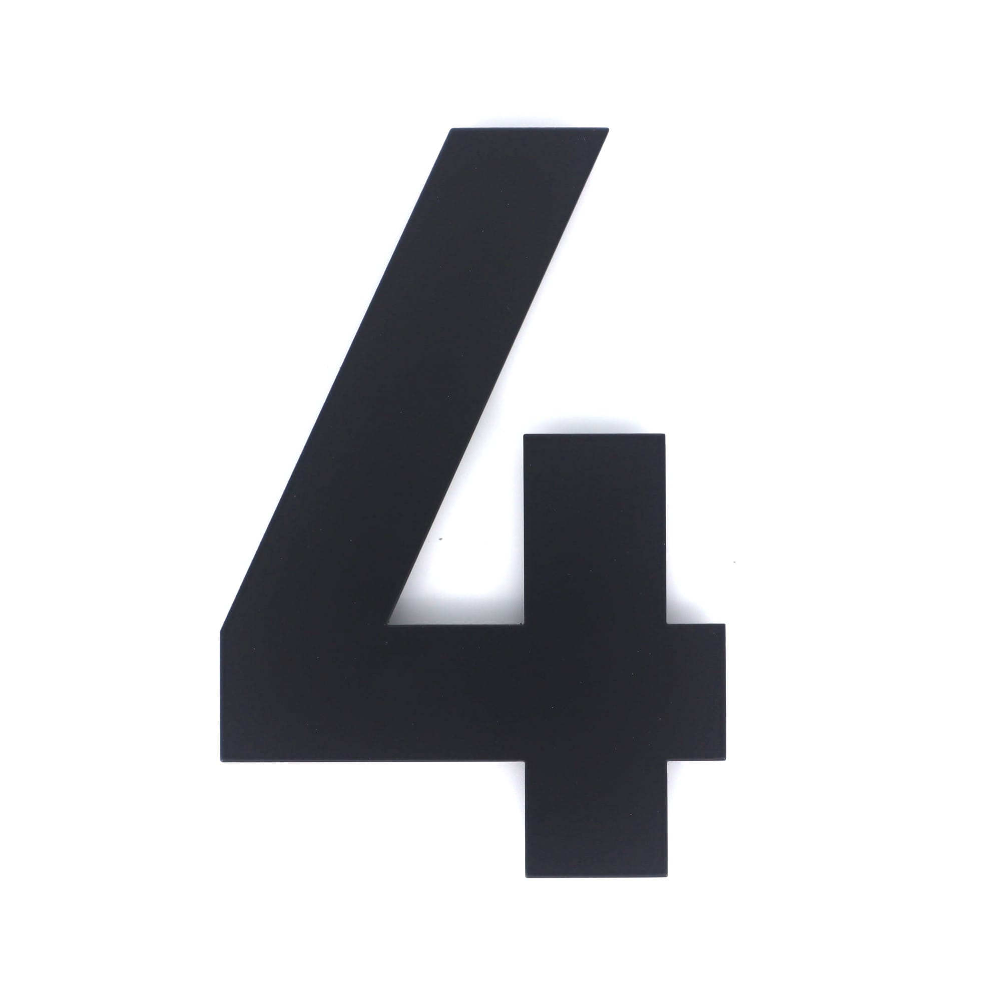 Mat zwart huisnummer 4 - Lettertype Bahnschrift