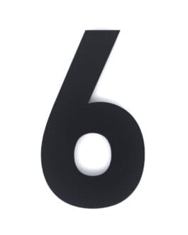 Hausnummer 6 – Schriftart Bahnschrift – 25 cm hoch – Mattschwarz