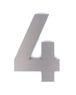 Hausnummer 4 – Schriftart Bahnschrift – 25 cm hoch – Edelstahl