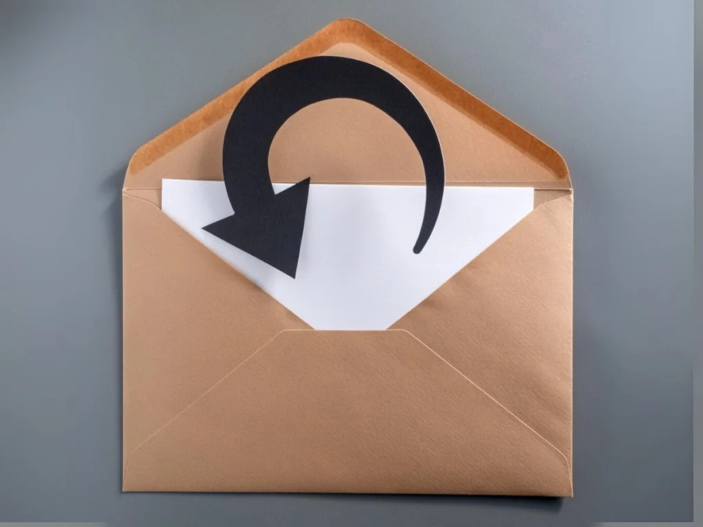 Rückgabe-Symbol auf Umschlag für Retouren bei Custom RVS